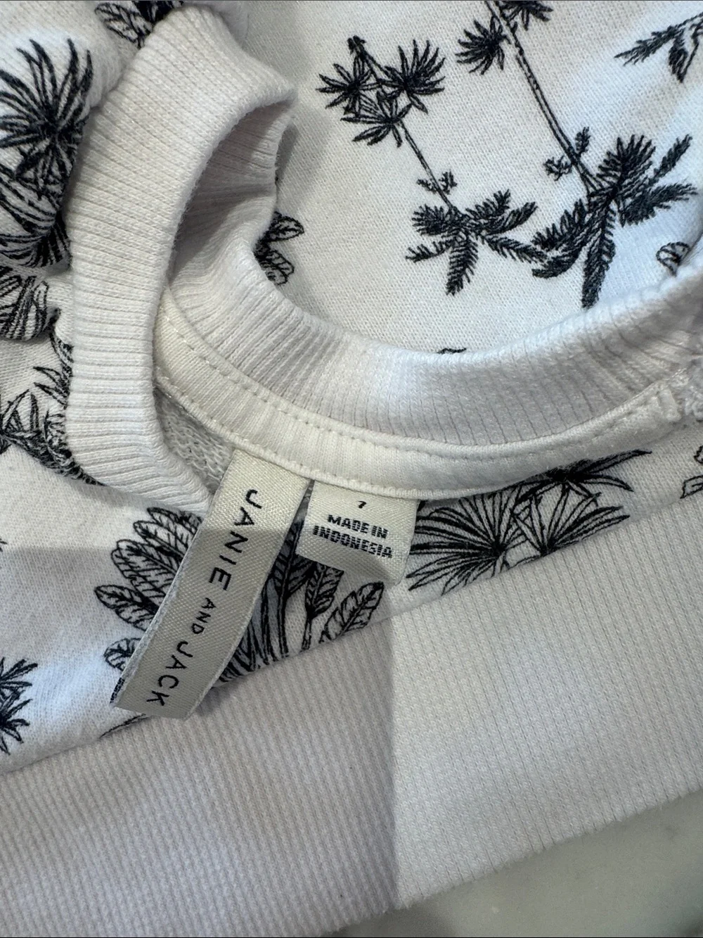 Janie and Jack White and Black Palm Tree Print Kids Set